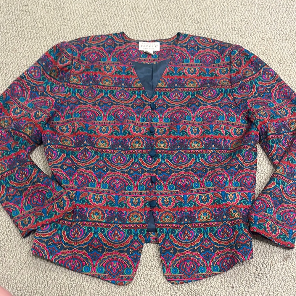 vintage adrianna papell newyork silk jacket 14